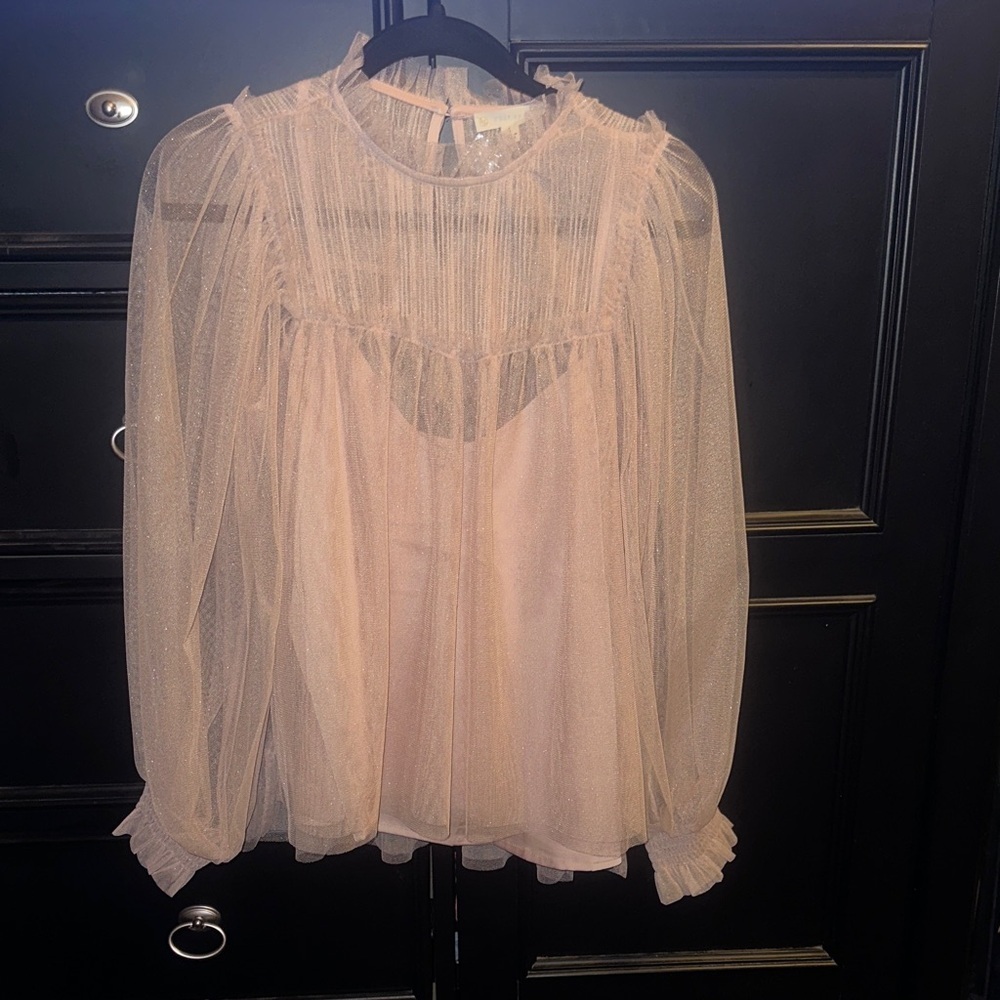 FSL Apparel Sm Elegant Sheer Pink Blouse